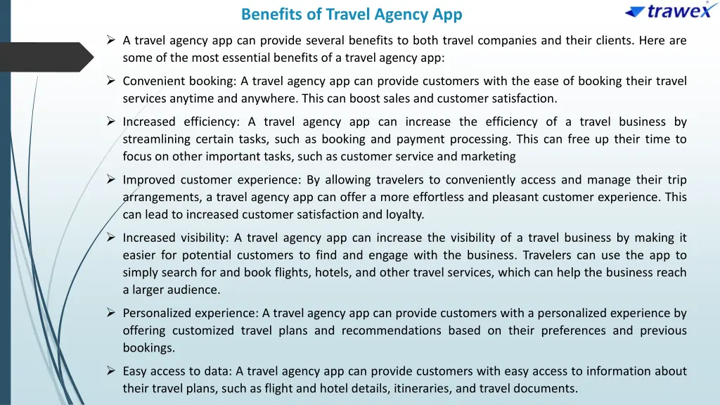 benefits of travel agency app
