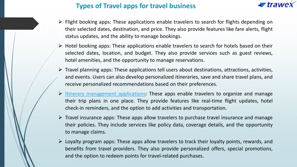 types of travel apps for travel business