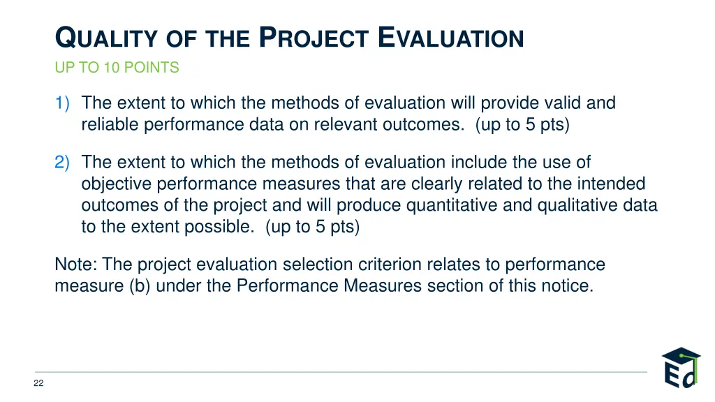 q uality of the p roject e valuation