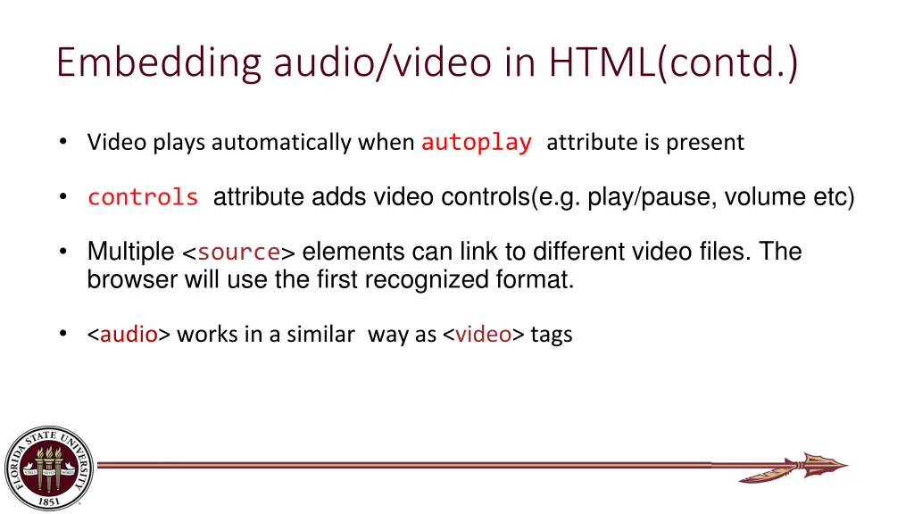 embedding audio video in html contd