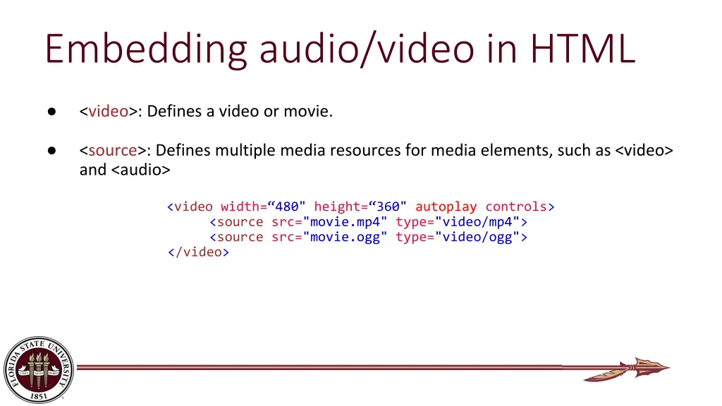 embedding audio video in html