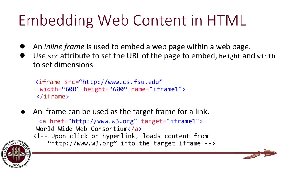embedding web content in html
