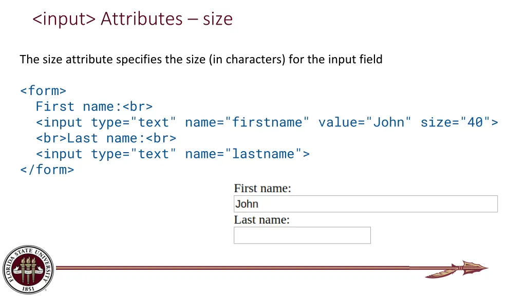 input attributes size