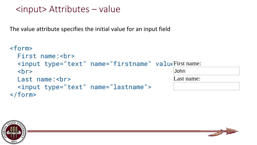input attributes value