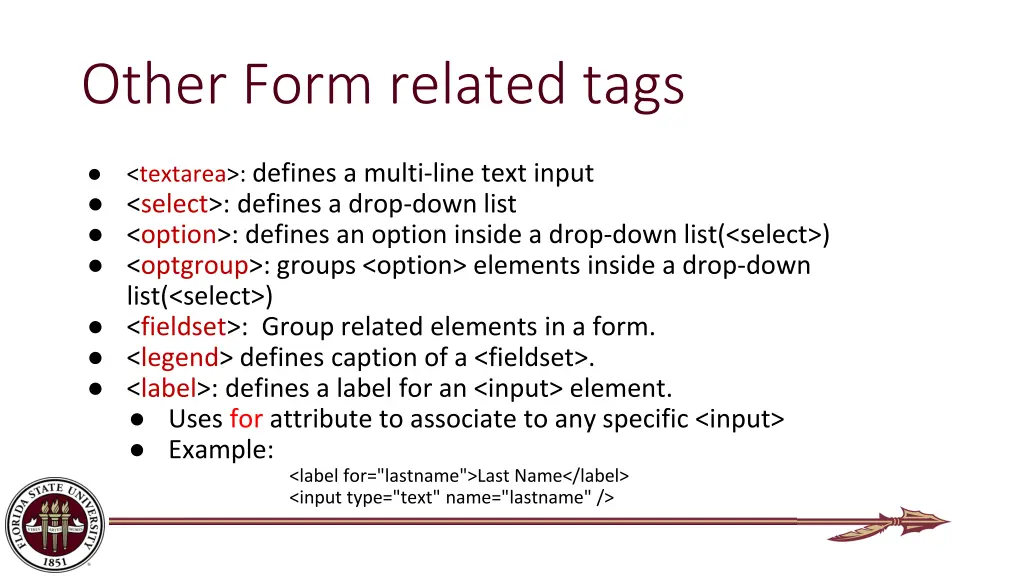 other form related tags