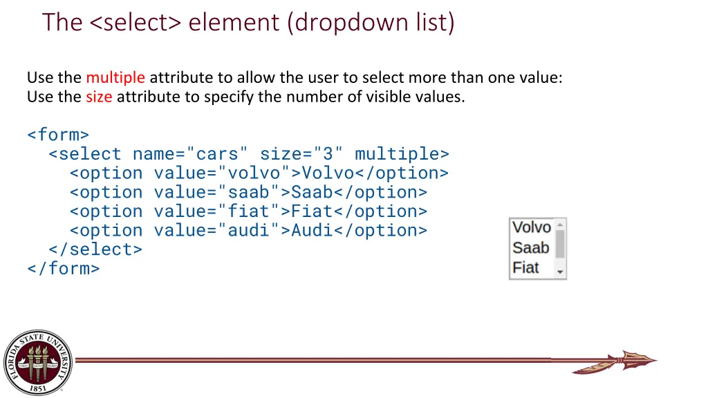 the select element dropdown list 2