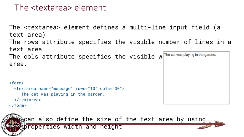 the textarea element