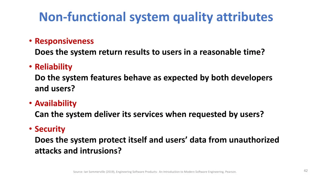 non functional system quality attributes