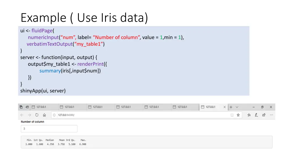 example use iris data 1