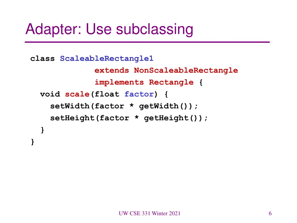 adapter use subclassing
