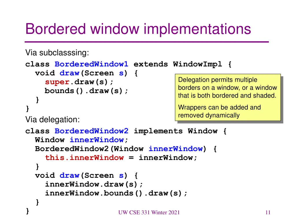 bordered window implementations
