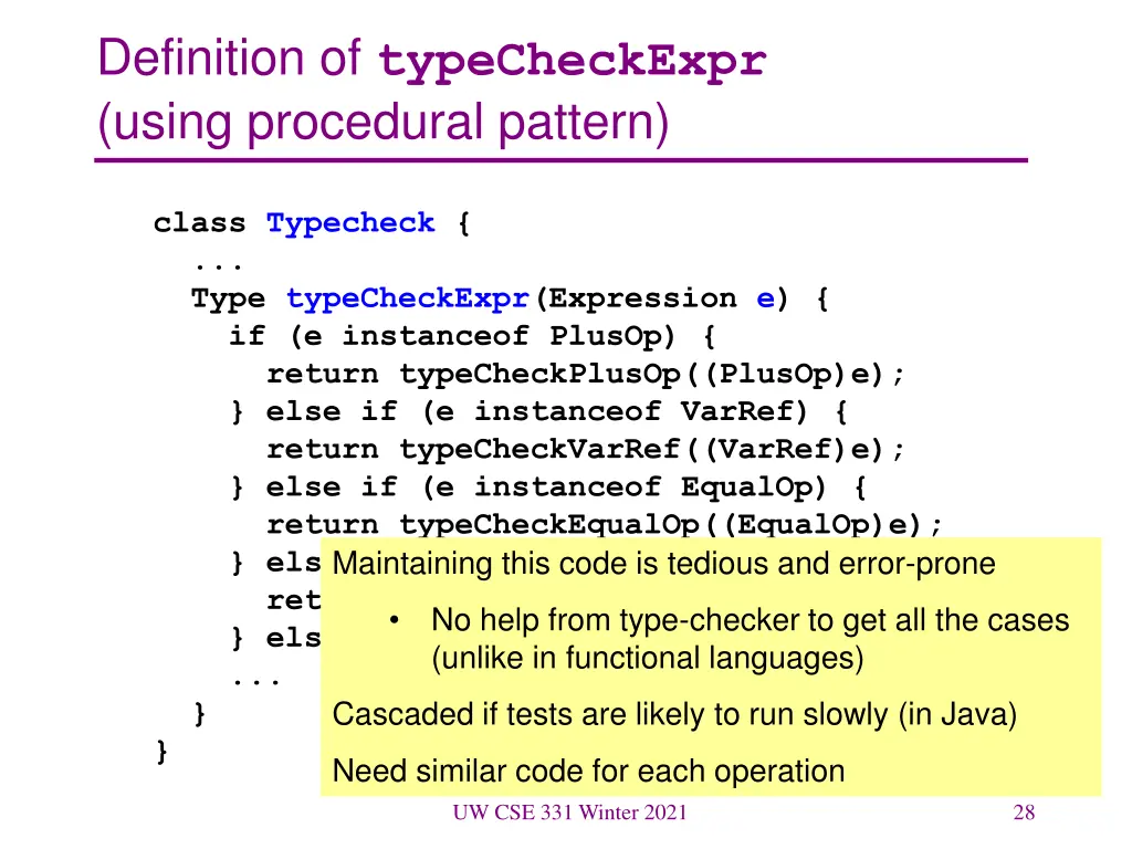 definition of typecheckexpr using procedural