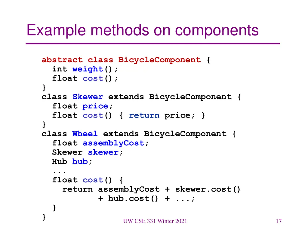 example methods on components