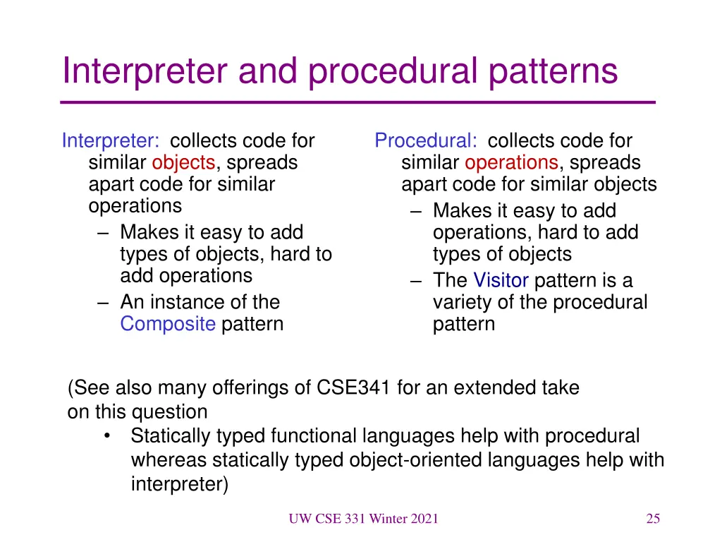 interpreter and procedural patterns