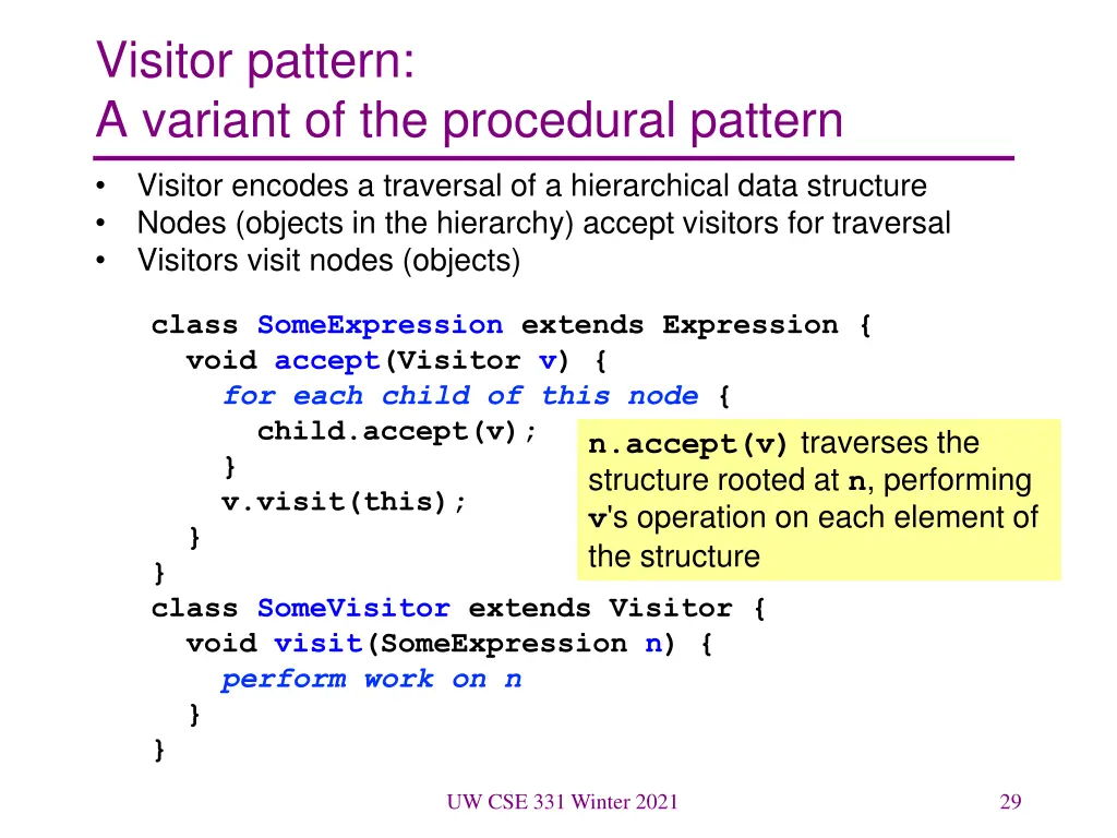 visitor pattern a variant of the procedural
