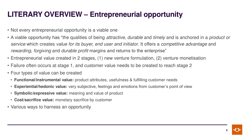 literary overview entrepreneurial opportunity