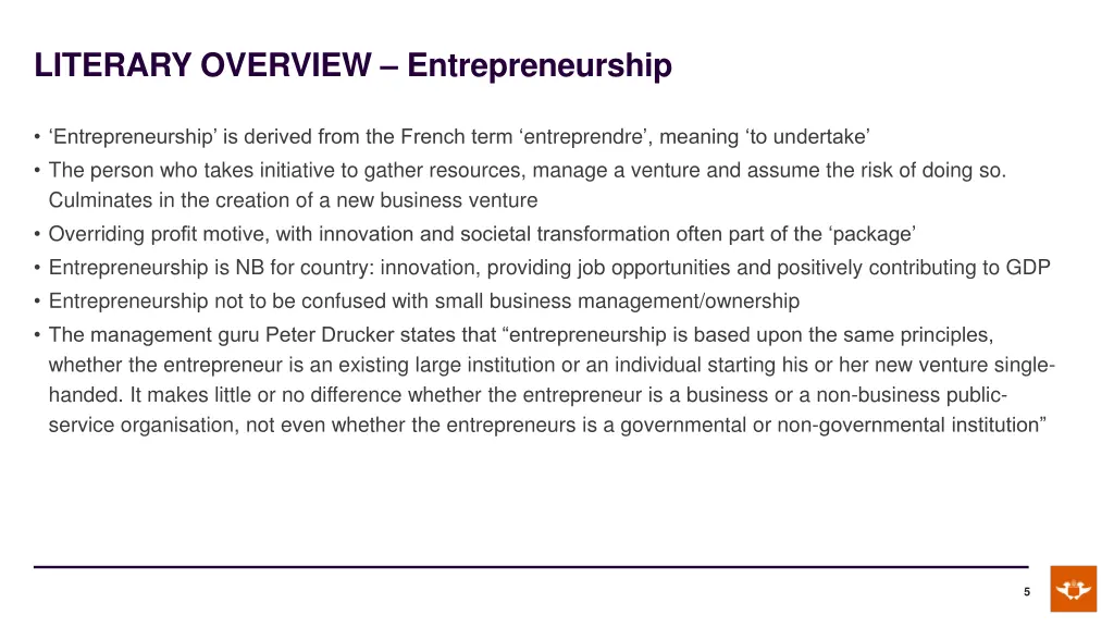 literary overview entrepreneurship