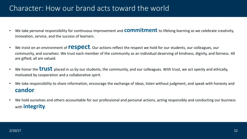 character how our brand acts toward the world