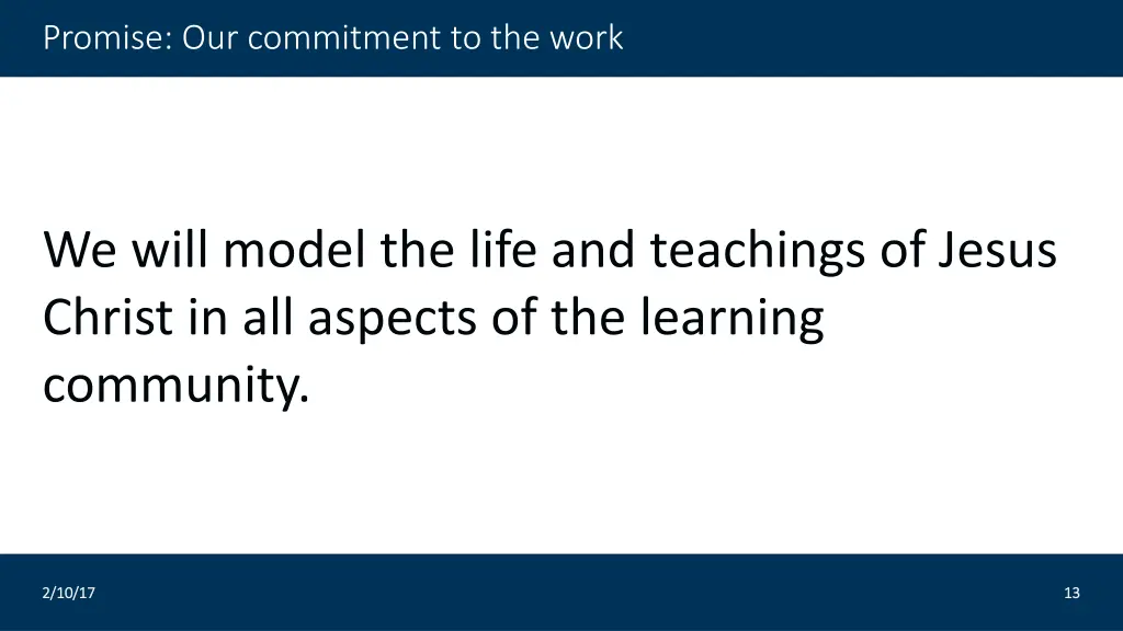promise our commitment to the work