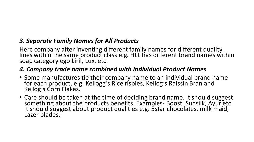 3 separate family names for all products here