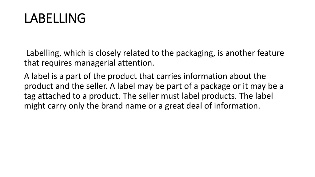 labelling labelling