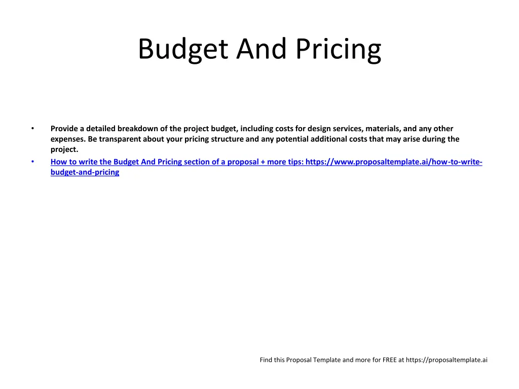 budget and pricing