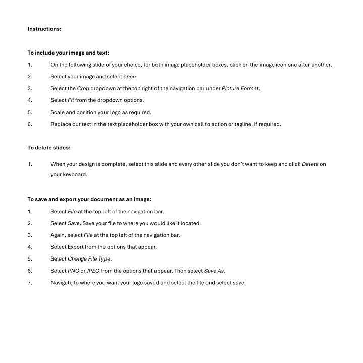 instructions