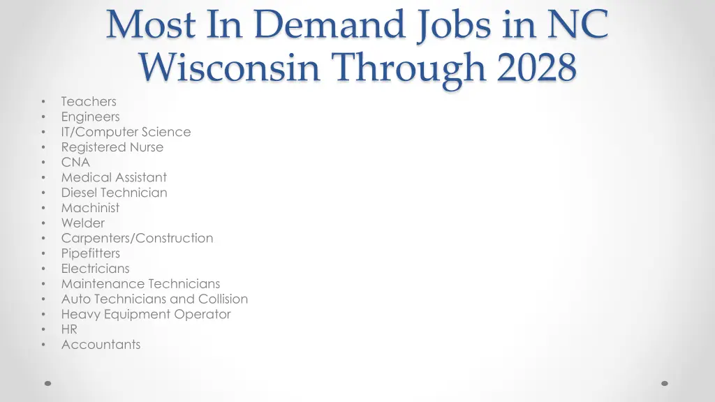 most in demand jobs in nc wisconsin through 2028