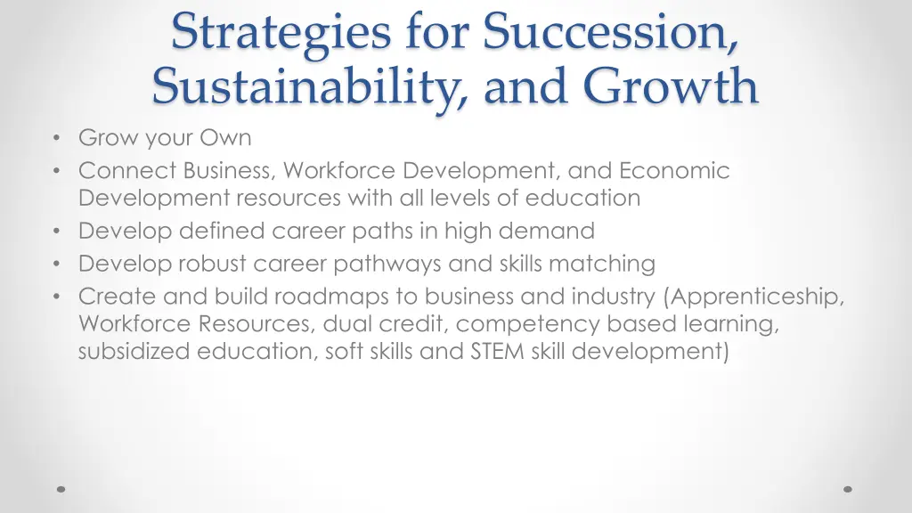 strategies for succession sustainability