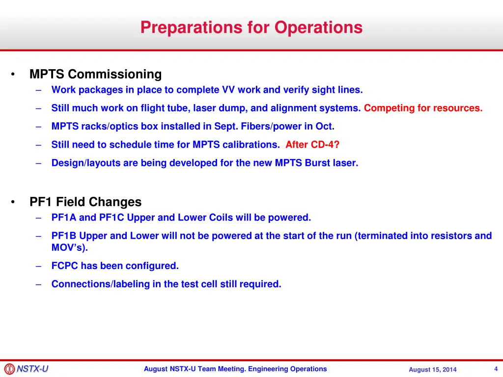 preparations for operations 1