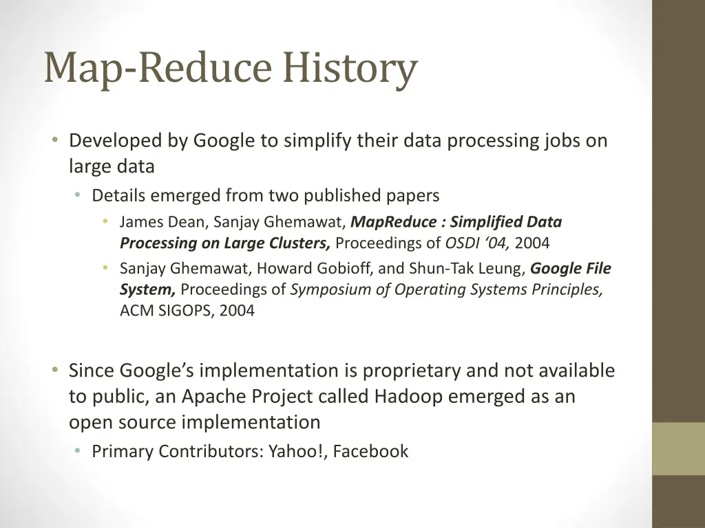 map reduce history