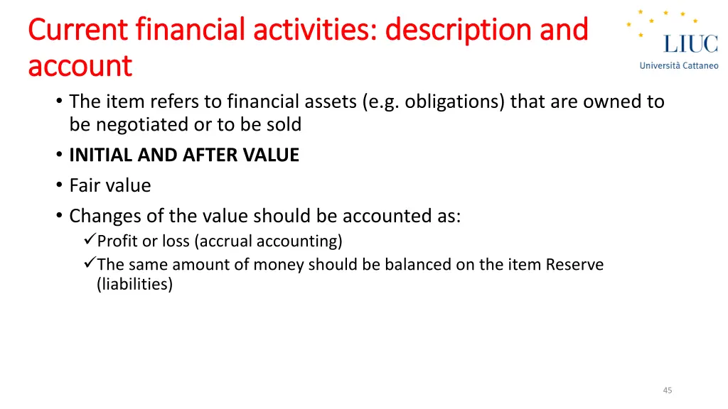 current current financial financial activities