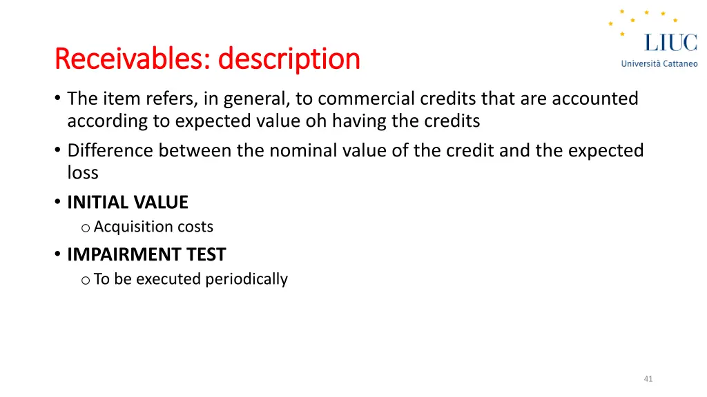receivables receivables description the item