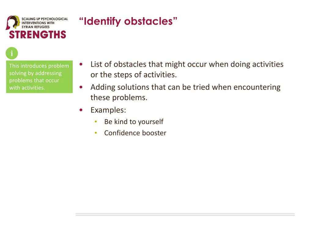 identify obstacles