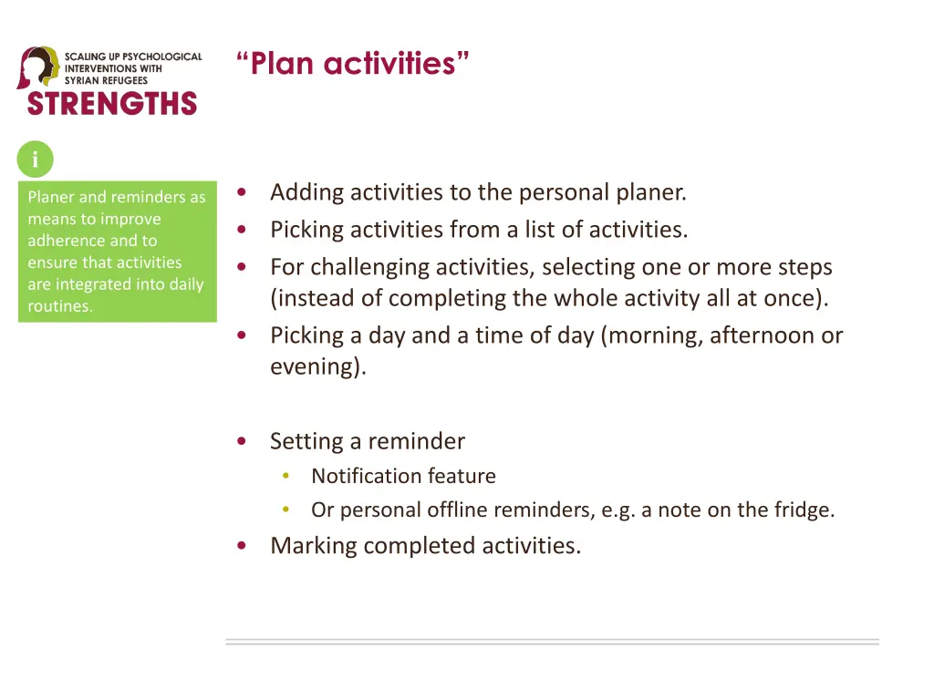 plan activities