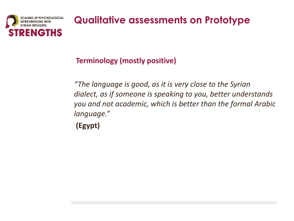 qualitative assessments on prototype 1
