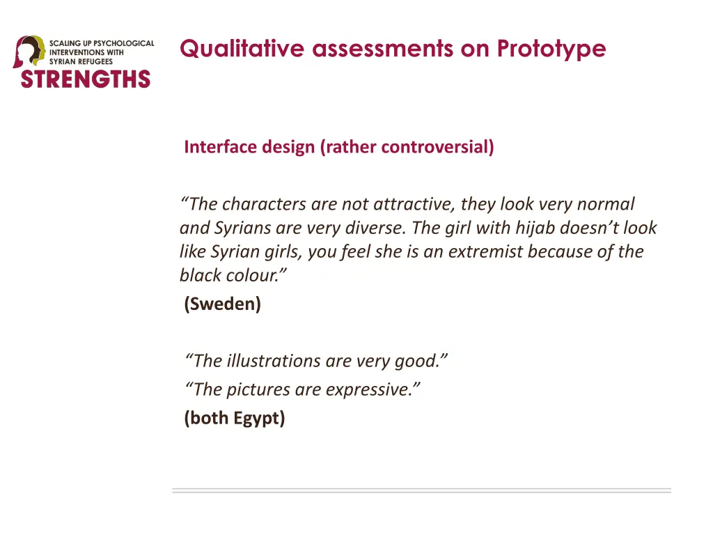 qualitative assessments on prototype 2