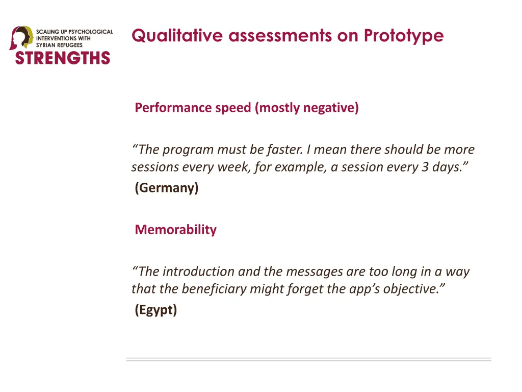 qualitative assessments on prototype 3