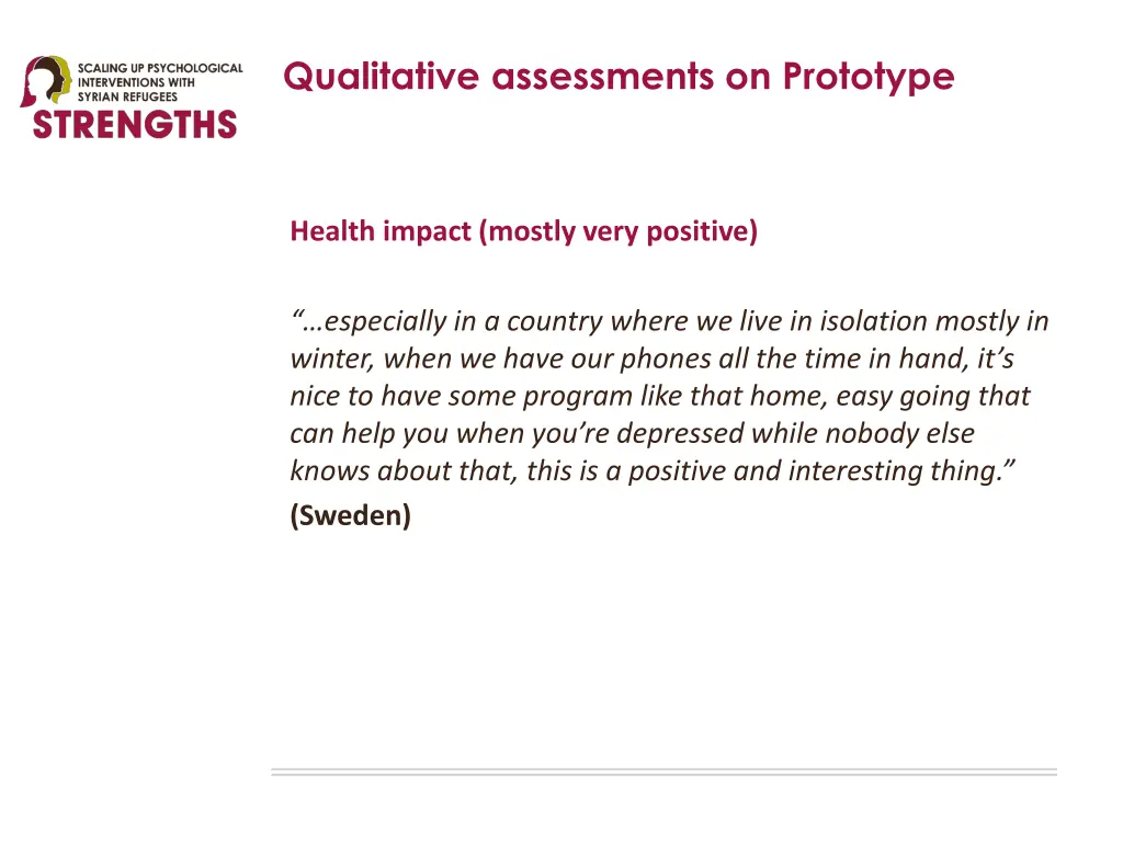 qualitative assessments on prototype