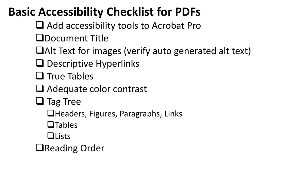 basic accessibility checklist for pdfs