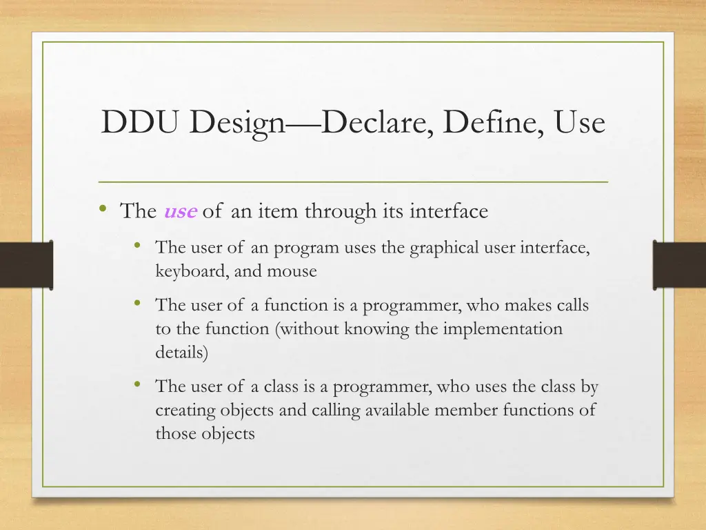 ddu design declare define use 2