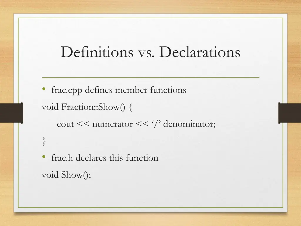 definitions vs declarations
