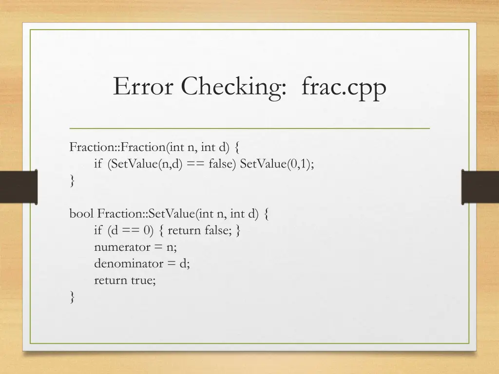 error checking frac cpp