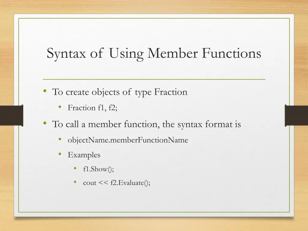 syntax of using member functions