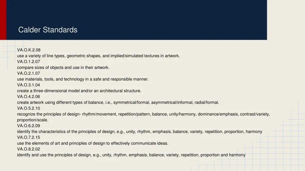calder standards