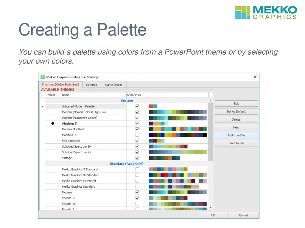 creating a palette