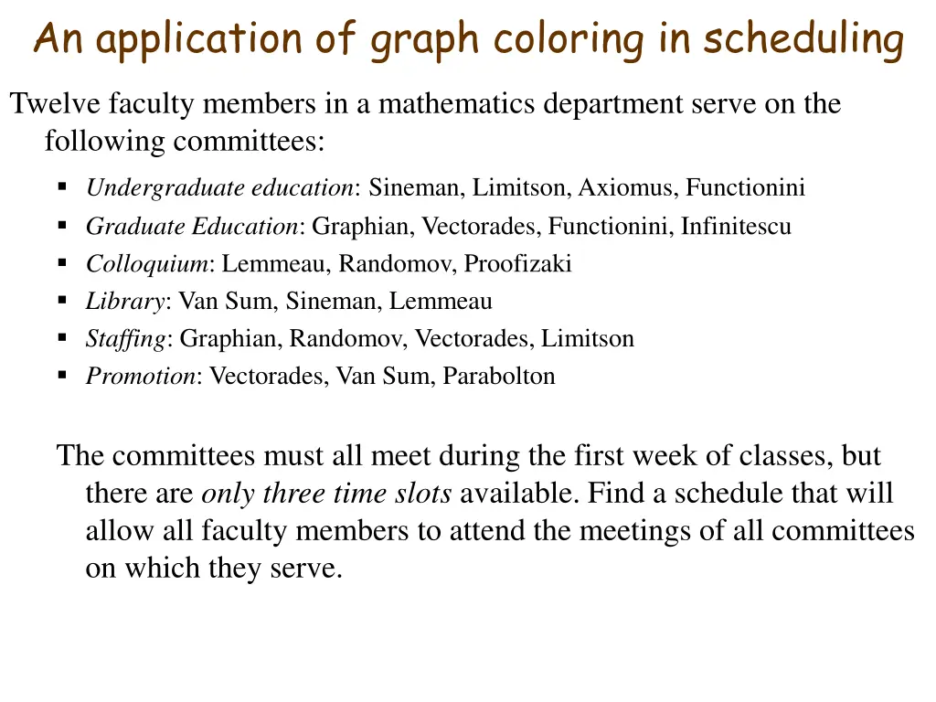 an application of graph coloring in scheduling