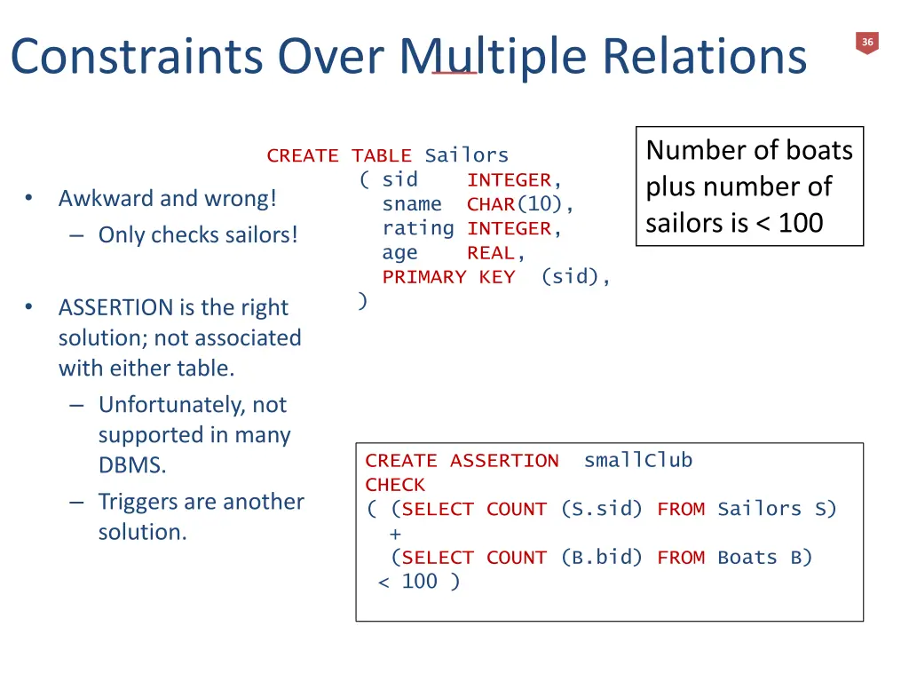 constraints over multiple relations