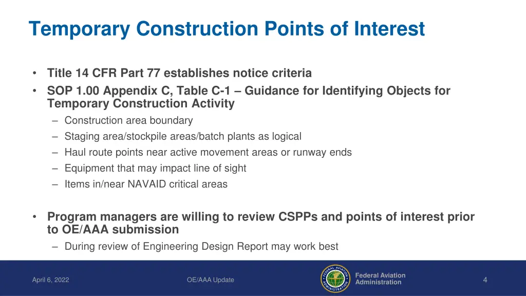 temporary construction points of interest