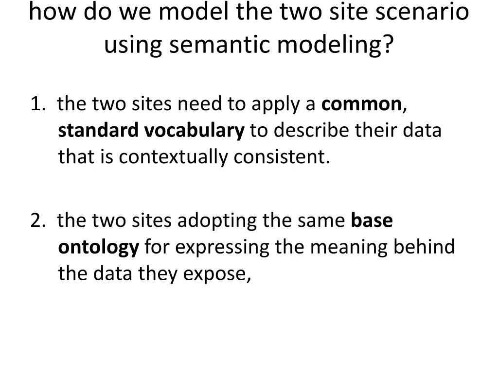 how do we model the two site scenario using